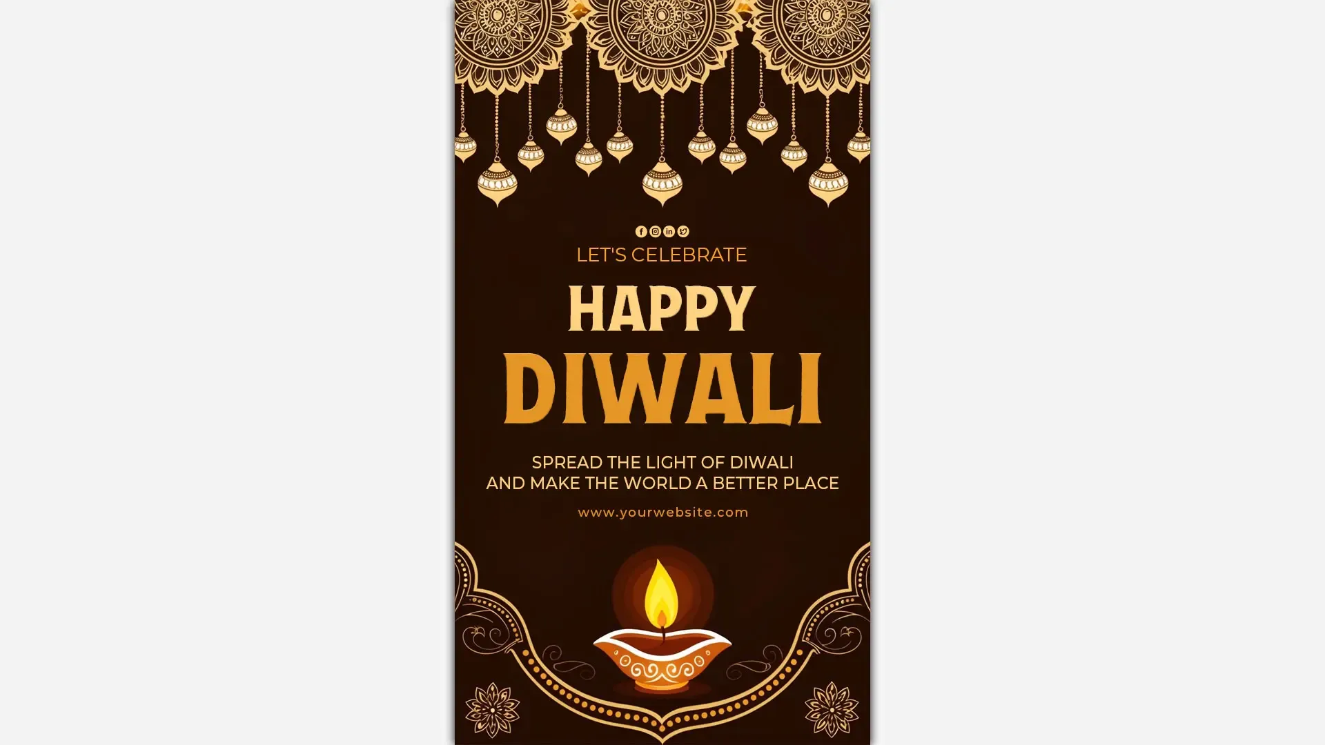 Elegant Happy Diwali Golden Greetings Instagram Story